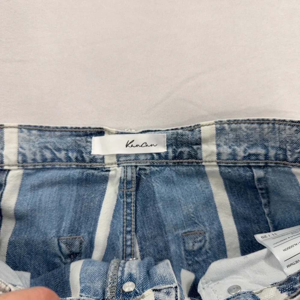 KanCan Jeans Wide Leg Striped High Rise Button Fly Blue White Womens 11/29